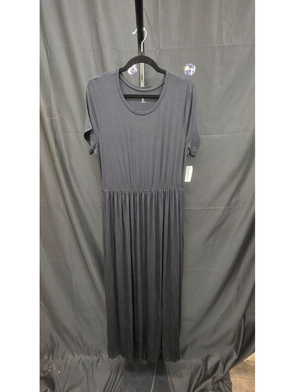 AMAZON ESSENTIALS WOMEN’S SHORT SLEEVE WAISTED MAXI DRESS BLACK PLUS SIZE L